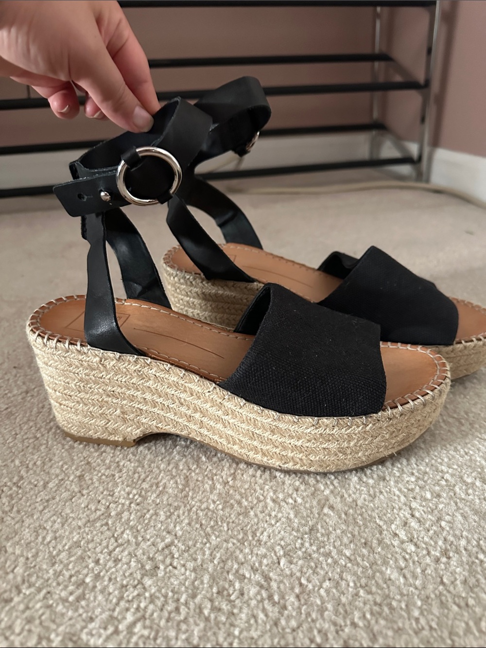 Black Espadrille Platform Sandals